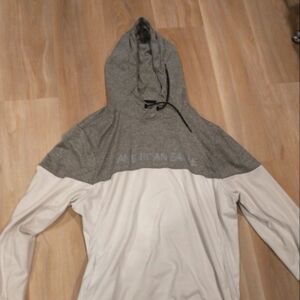 Men's XXL American‎ Eagle grey white flex hoodie